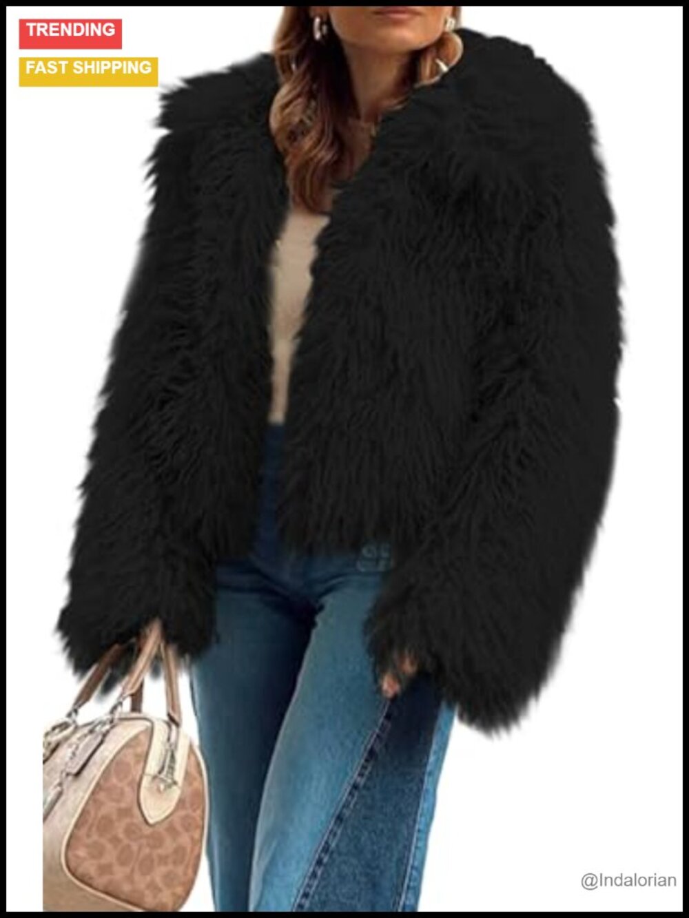 Women's Faux Fur Coat Cropped Shaggy Winter Jacket